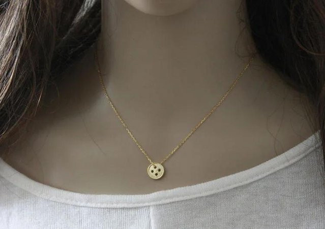 YULIN Knopfhalskette, 925 Silber, Gold, Damen - Bild 1