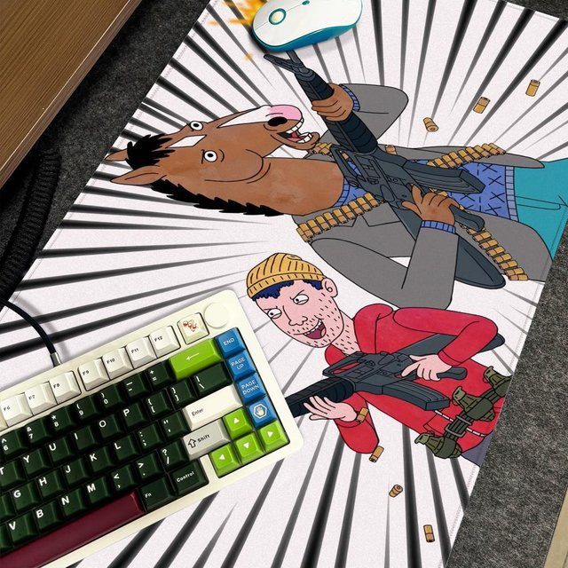 B-BoJack H-Reiter-Mauspad XXL in Schwarz/Mehrfarbig, rutschfeste Gamer-Schreibtischunterlage mit Kunstdesign, B/T: 90 x 40 cm - Bild 1