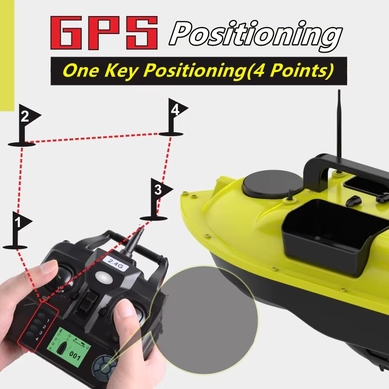 Tccicadas RC Köderboot, mit GPS-Positionierung, Sonar Fischfinder, Drei Futterbehälter, Wasserdichtes RC-Boot - Bild 4