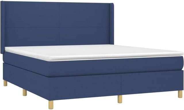 vidaXL Boxspringbett mit Matratze in Blau und Weiß, Hybrid-Bett mit LED-Unterbettbeleuchtung und USB-Ladeanschluss, B/T/H: 160 x 200 x 163 cm - Bild 1