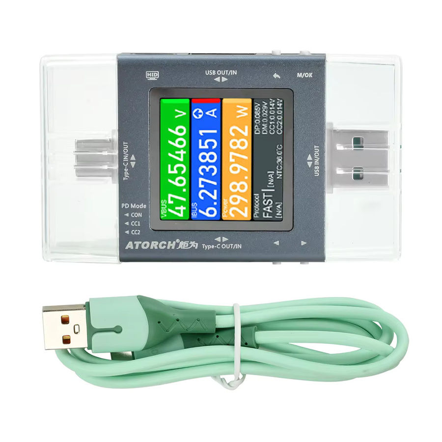 Aideepen Multifunktions-Digitalanzeige DC-Spannung Amperemeter und Leistungsmesser mit Typ-C und USB Handy-Ladekapazitätstester (0-50V, 0-6,5A) - Bild 3