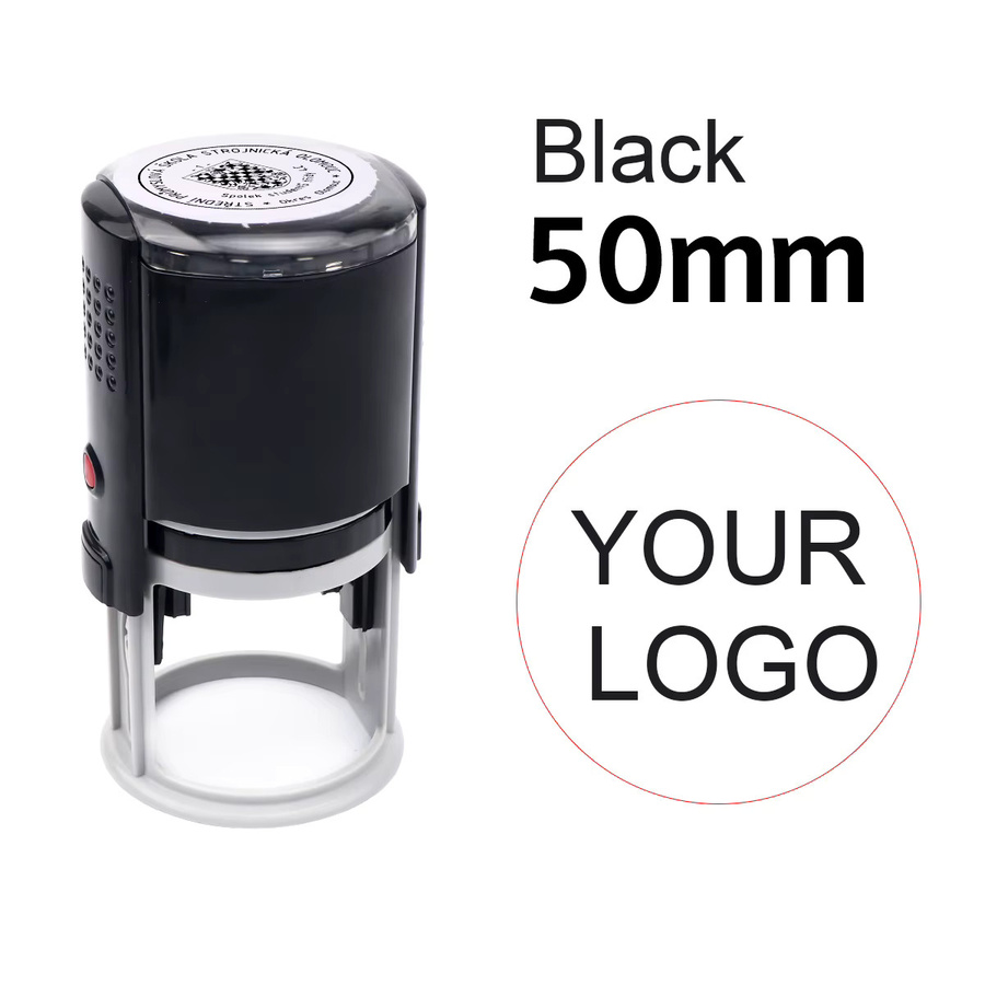 Personalisierter Logo-Stempel mit Selbstfärbe-Funktion, rund, Farbe: Schwarz, Durchmesser: 50 mm - Bild 2
