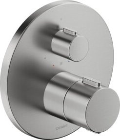 Duravit Fertigmontageset UP-THM Thermostat mit Safety Stop, rund, Edelstahl gebürstet, Silber - Bild 1