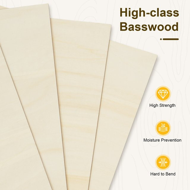 30 Stück Lindenholzplatten aus Sperrholz für DIY-Handwerk und Lasergravur, B/B: 40 x 40 cm, Dicke: 0,27 cm, Farbe: Beige/Braun - Bild 1
