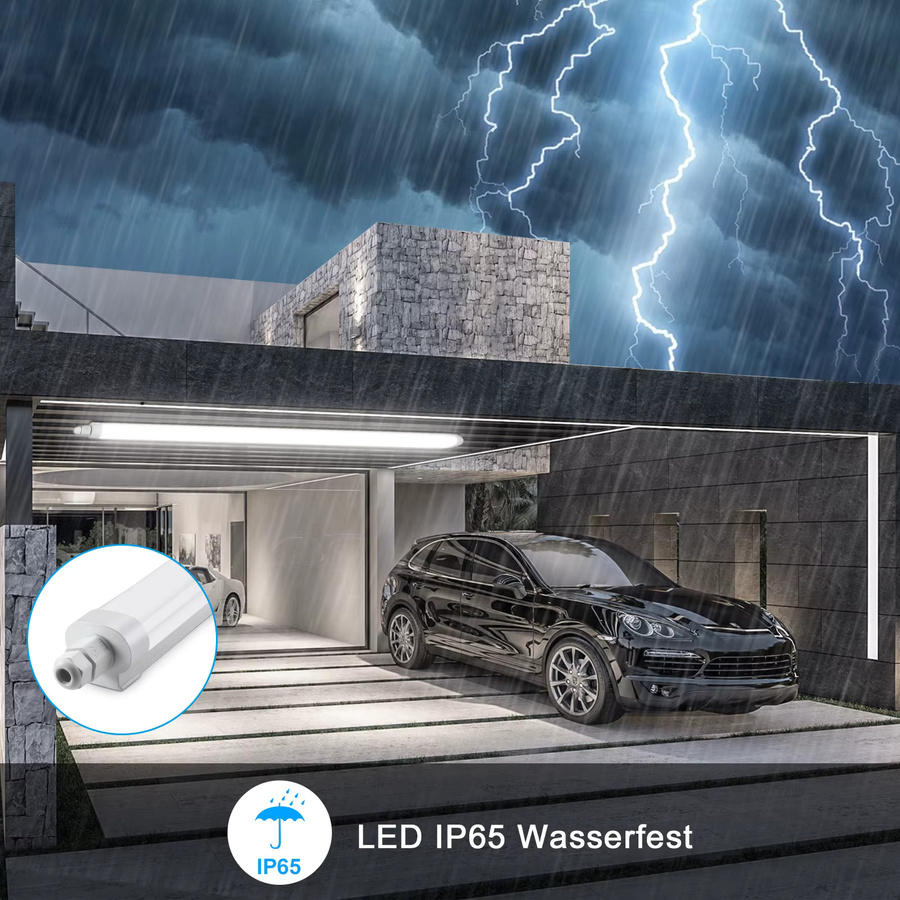 LEOEU LED-Deckenleuchte Linear in Weiß, 51W, 4000K Kaltweiß, IP65 Nassraumbeleuchtung für Badezimmer, Küche und Flur, Länge: 150 cm - Bild 3