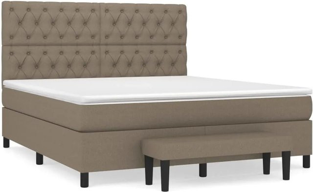 vidaXL Boxspringbett Hybrid mit Matratze und Taschenfederkern in Taupe, B/T: 160 x 200 cm - Bild 1