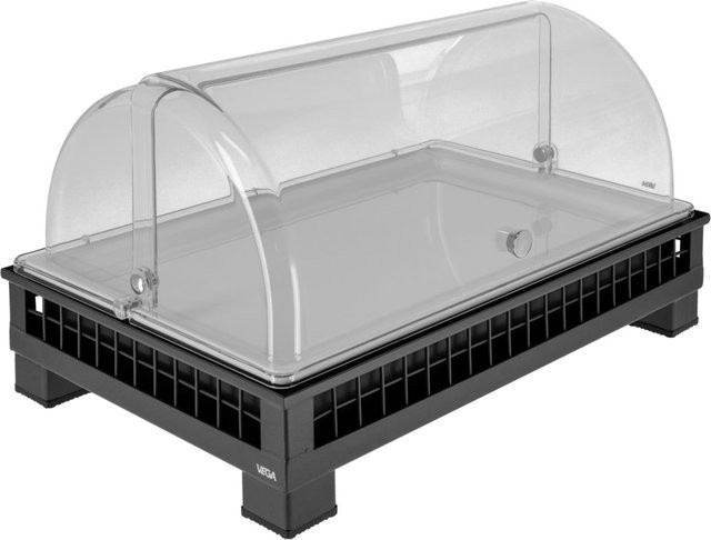 VEGA Buffetvitrine Portland mittel aus Melamin in Anthrazit, Transparent und Weiß, GN 1/1, B/T/H: 35,2 x 55,4 x 37,9 cm - Bild 1