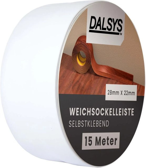 Dalsys Weichsockelleiste selbstklebend aus PVC in Weiß, 15 m Länge - Bild 1