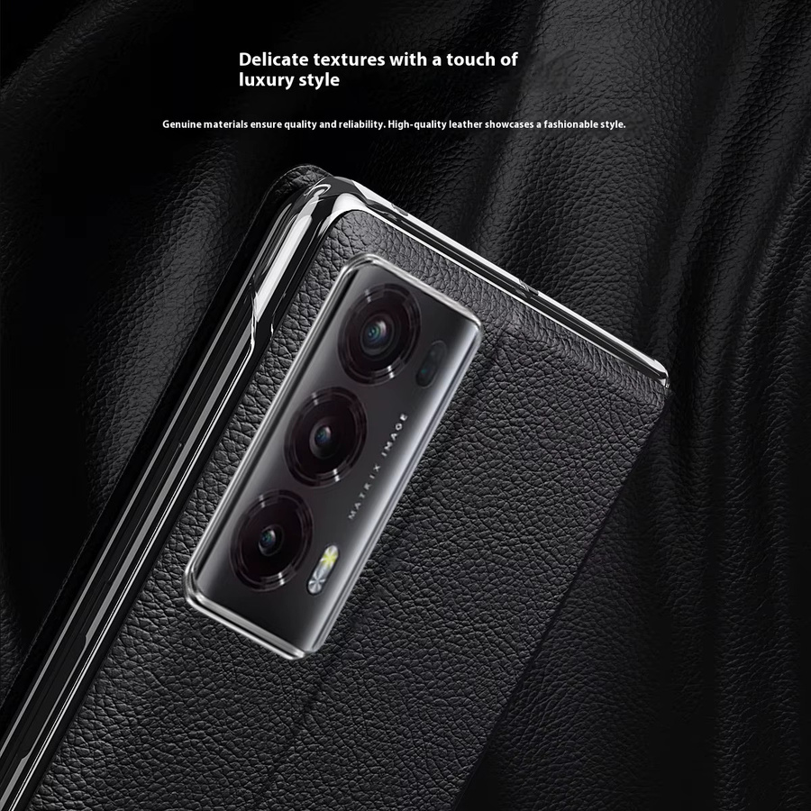 Honor Magic V2 Smart Window Leder-Handyhülle in Schwarz mit magnetischem Flip-Design und Stoßschutz - Bild 6
