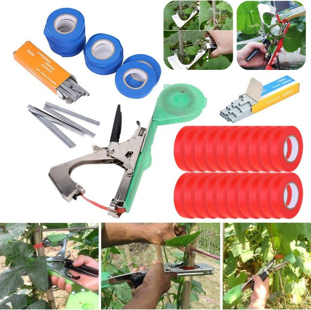 Alloet Handbindemaschine für Pflanzen mit 6 Rollenbändern und 1 Box Heftklammern zur Weinreben- und Gemüsepflege - Bild 1