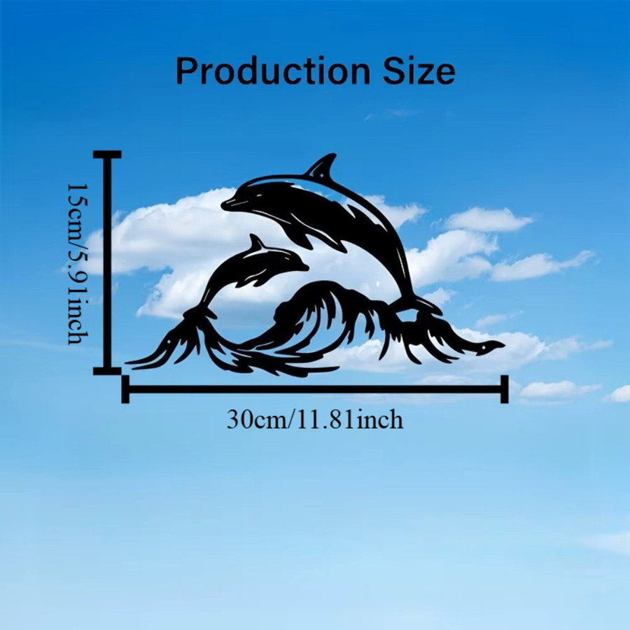 CIFBUY Metall-Wandkunst Delfin-Silhouette in Schwarz zur Ozean-Dekoration für Innen- und Außenbereich - Bild 3