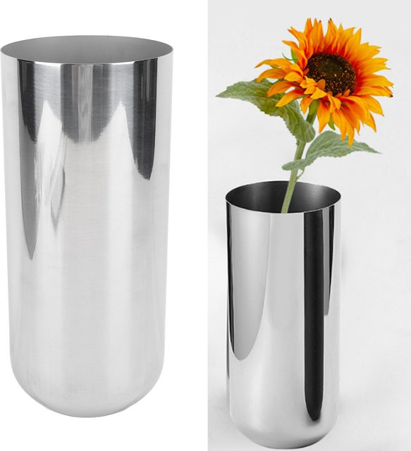 TOPINCN Edelstahl-Blumenvase in Silber, moderne runde Metallvase für Tischdekoration und Hochzeit - Bild 1