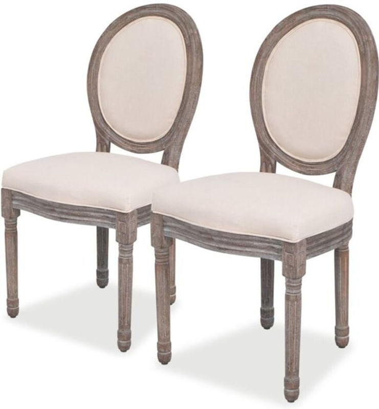 Set aus 2 Polsterstühlen von vidaXL in Beige aus Stoff mit Holzbeinen - Bild 1