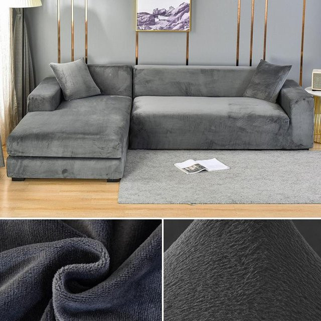 Elastischer Samt-Sofabezug von Your Warm Home für 1-Sitzer, Waschbarer Plüsch-Couchbezug aus Polyester, Breite: 90-140 cm - Bild 1