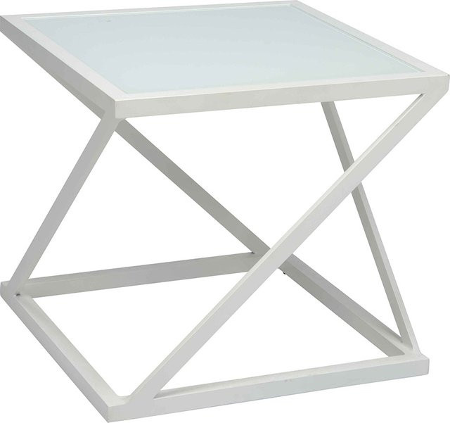 Stern Jackie Beistelltisch in Weiß mit Glasplatte und Aluminiumgestell - Bild 1