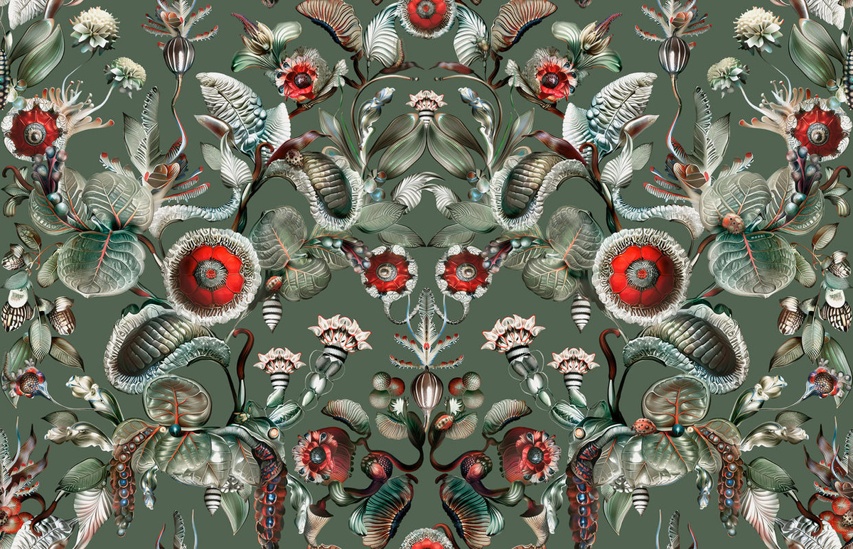 Moooi for Arte Tapete Coccinella Bella in Salbeigrün mit floralem und botanischem Design - Bild 2