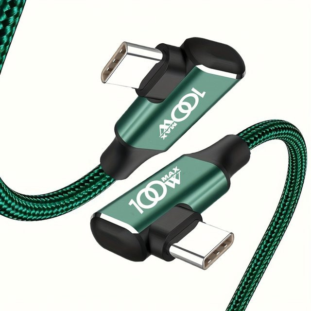 USB-C auf USB-C Schnellladekabel mit 100W in Grün für iPhone 16, 15 Pro Max und Samsung Galaxy S24, S23, S22, S21, S20, S10 - Bild 1