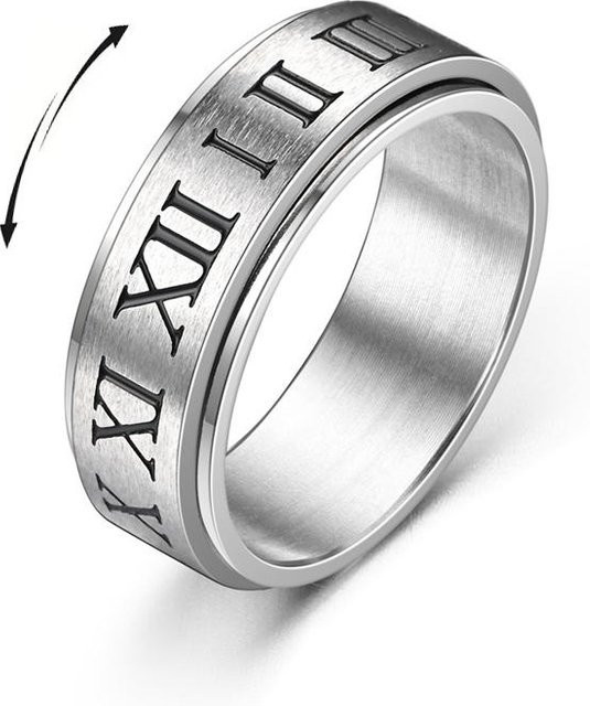 Ring Edelstahl, Silber, Römische Ziffern, Herren - Bild 1