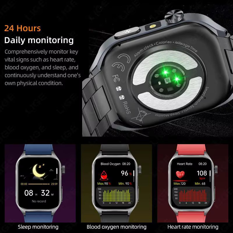 LIGE Smartwatch, Herren, Schwarz, Edelstahl, Silikon - Bild 6