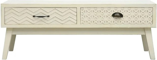 vidaXL Couchtisch aus Holz in Grau und Weiß mit 2 Schubladen und Vintage-Design, B/T/H: 110 x 50 x 40 cm - Bild 1