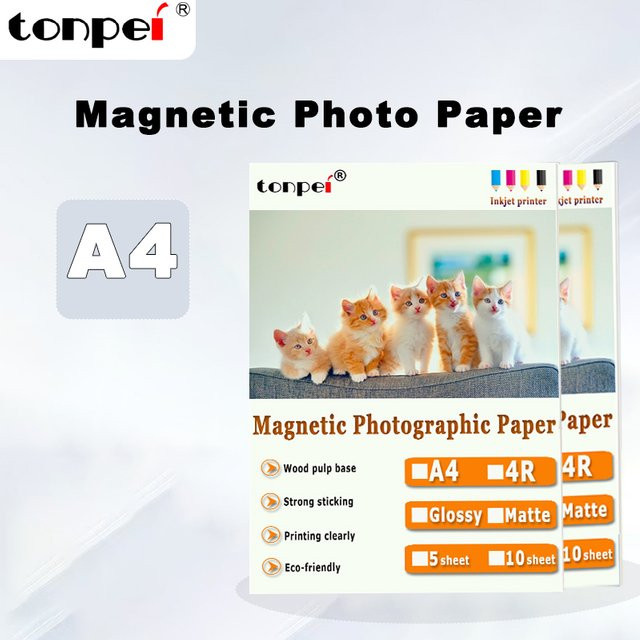 Tonpei Magnetisches Fotopapier für Inkjet-Druck, 5 Stück A4, Weiß, Glänzend oder Matt für DIY Kühlschrankmagnet-Aufkleber - Bild 1