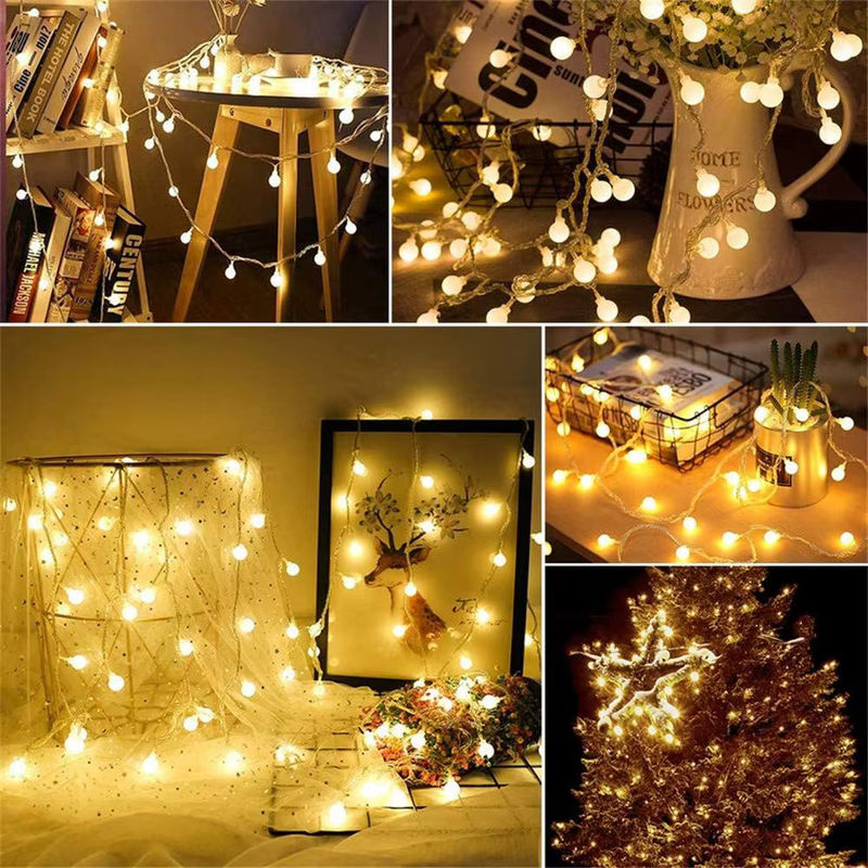 KIKIELF LED Ball String Light Globe in Warm White für Outdoor und Indoor, USB/Batteriebetrieben - Bild 5