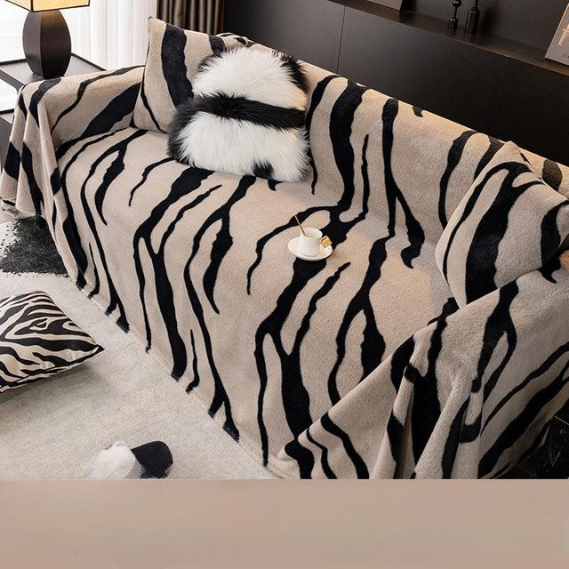Super Six Plüschdecke Zebra Muster Winterdecke mit Kissen, B/B: 180 x 180 cm - Bild 1