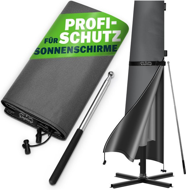 Kingsleeve® Sonnenschirm-Abdeckung aus Polyester in Anthrazit mit Ø 350 cm - Bild 1