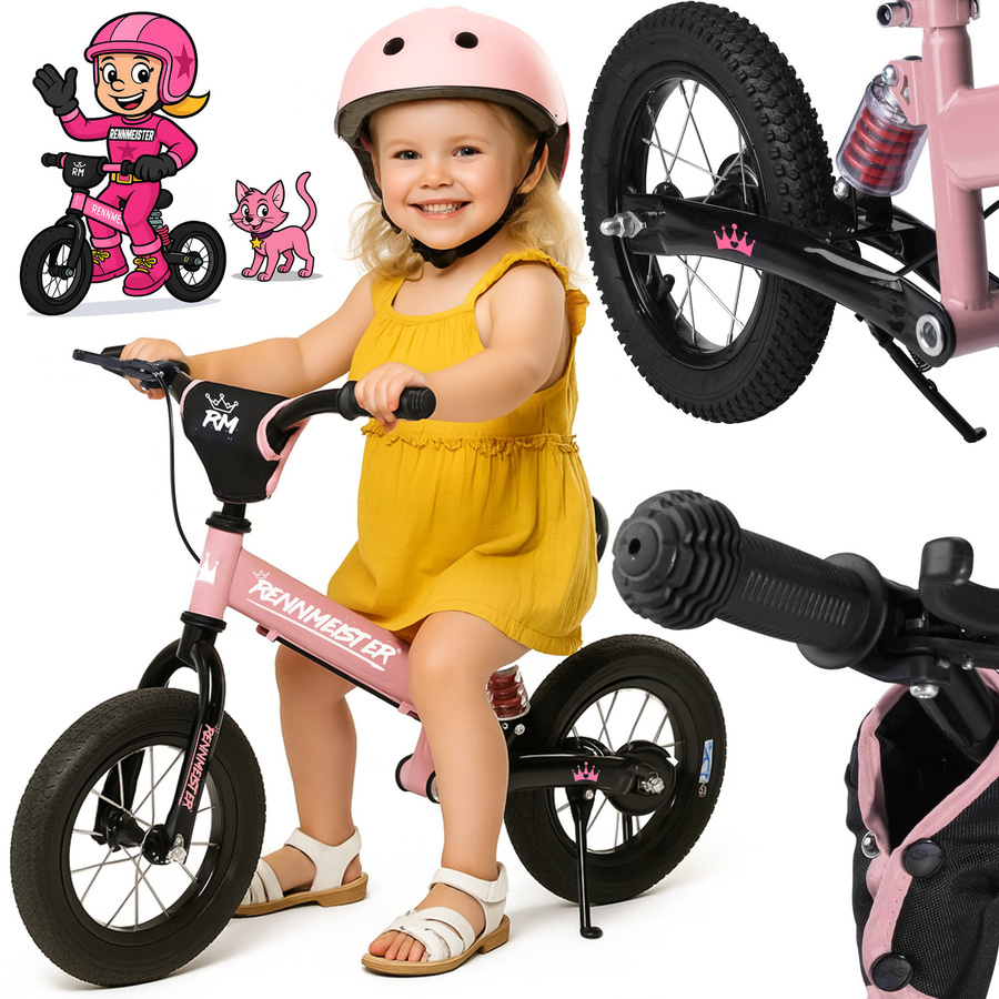 RENNMEISTER Kinderlaufrad für Mädchen in Rosa mit Bremse und höhenverstellbarem Design - Bild 2