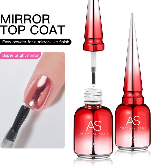 AS Mirror Top Coat Nagelgel, 15 ml, Transparent - Bild 1