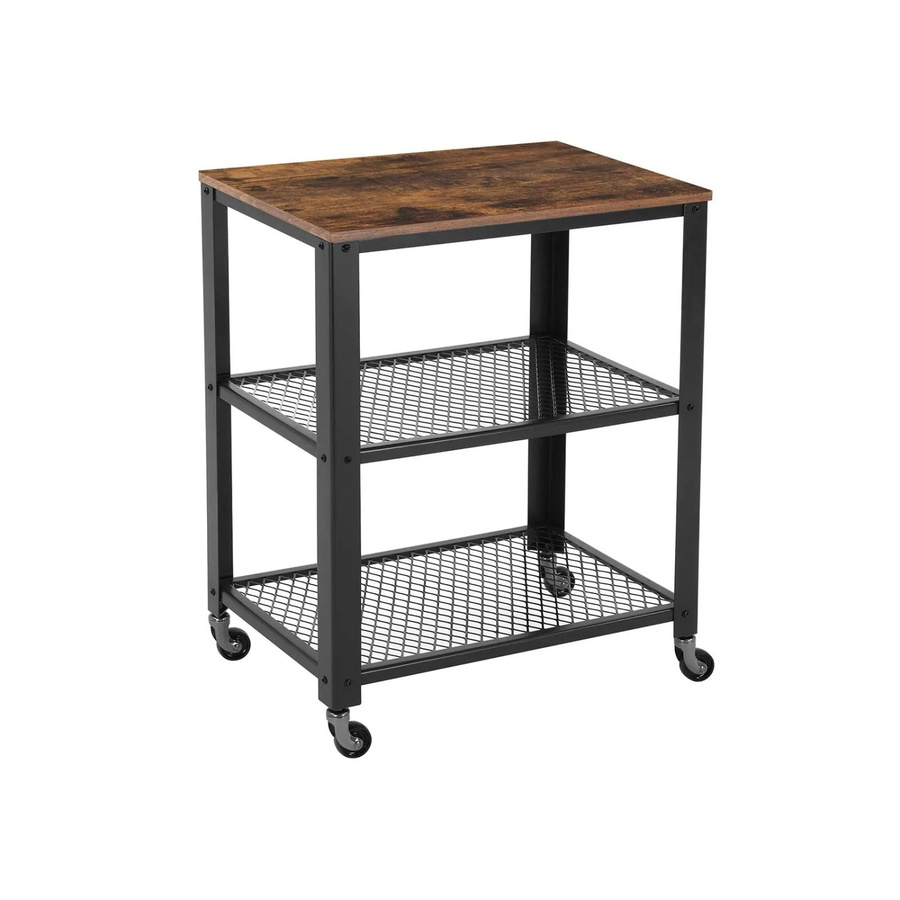 Vasagle Servierwagen mit 3 Ebenen im Industrie-Design, Farbe Braun-Schwarz, B/T/H: 40 x 60,6 x 78 cm - Bild 2