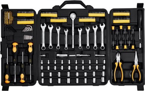 VEVOR 221-teiliges Mechaniker Werkzeugset mit 1/4" und 3/8" Antrieb, SAE und Metrisch, inklusive Bits, Schlüsseln, Ratsche und Kunststoff-Aufbewahrungsbox für die Kfz-Reparatur - Bild 1