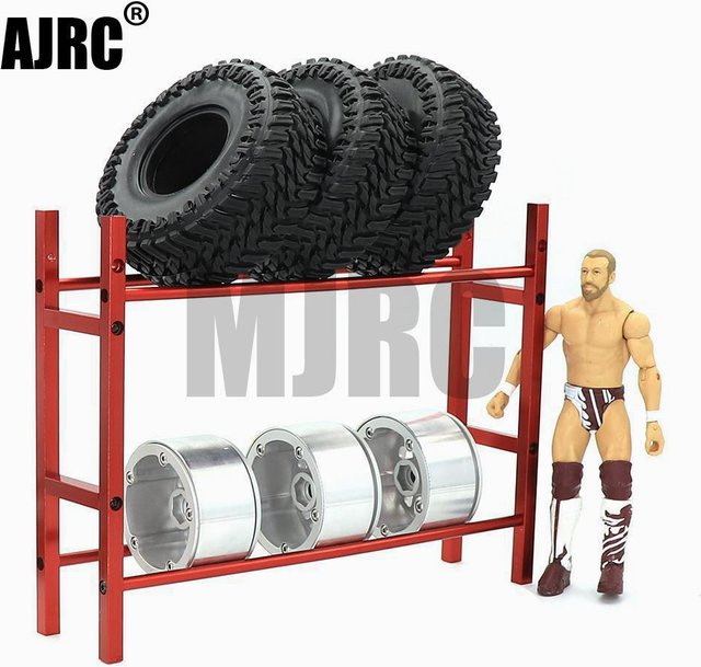 AJRC Wheel Rim Tire Storage Rack für RC Crawler 1/10 Scale Red - Bild 1