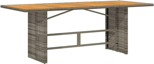 vidaXL Gartentisch aus Poly Rattan und Akazienholz in Grau, B/T/H: 190 x 80 x 74 cm - Bild 1