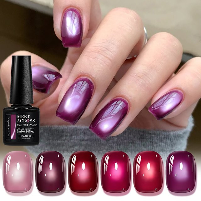 Meet Across Winter Rose Katze Magnetischer Gel Nagellack, 7 ml, Glänzend - Bild 1