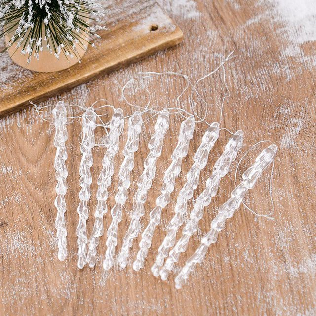 10 Stück ZQNYCY Eiszapfen Anhänger Transparent, 13 cm Simulation Eis für Weihnachtsbaum und Party Dekoration - Bild 1