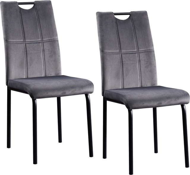 HTI-Living Stuhl Denton Velvet 2er-Set aus Samt in Grau mit Metallgestell - Bild 1