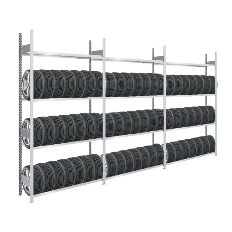 PROREGAL Tire Pro Reifenregal aus verzinktem Stahl in Silber, 4 Ebenen, H x B x T: 250 x 450 x 43 cm - Bild 2