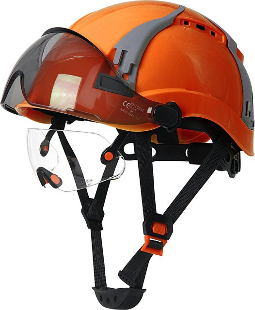 Aolamegs CE-Schutzhelm mit Doppelbrille aus ABS-Kunststoff in Schwarz und Orange - Bild 1