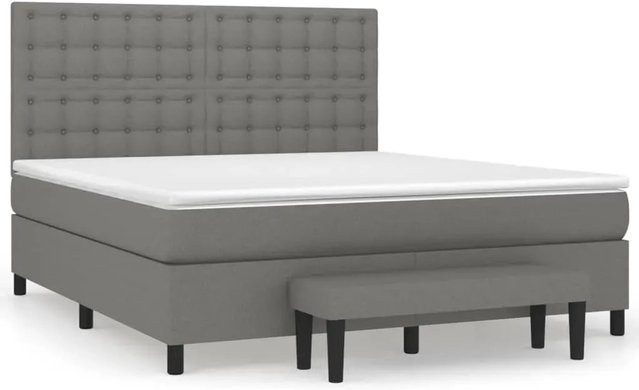 vidaXL Boxspringbett mit Matratze Hybrid-Design in Dunkelgrau, B/T/H: 180 x 200 x 128 cm - Bild 1
