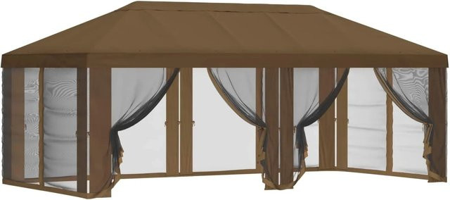 vidaXL Pavillon mit Dach und Seitenwänden aus Polyester in Taupe, B: 6 m, T: 3 m, H: 2,765 m - Bild 1