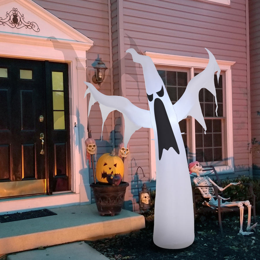 HOMCOM Selbstaufblasendes Halloween Gespenst mit LED Beleuchtung in Weiß für Garten und Party - Bild 2