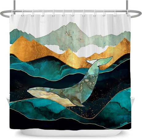 Baifenbai Home Furnishing Wasserdichter Duschvorhang mit Oktopus-Motiv in Multicolour, B/H: 180 x 180 cm