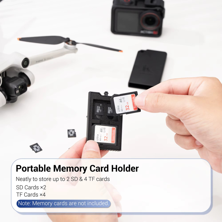 Stoßfeste und spritzwassergeschützte Pop-up Speicherkarten-Hülle in Schwarz für 2 SD SDHC SDXC und 4 TF MicroSD Karten - Bild 2