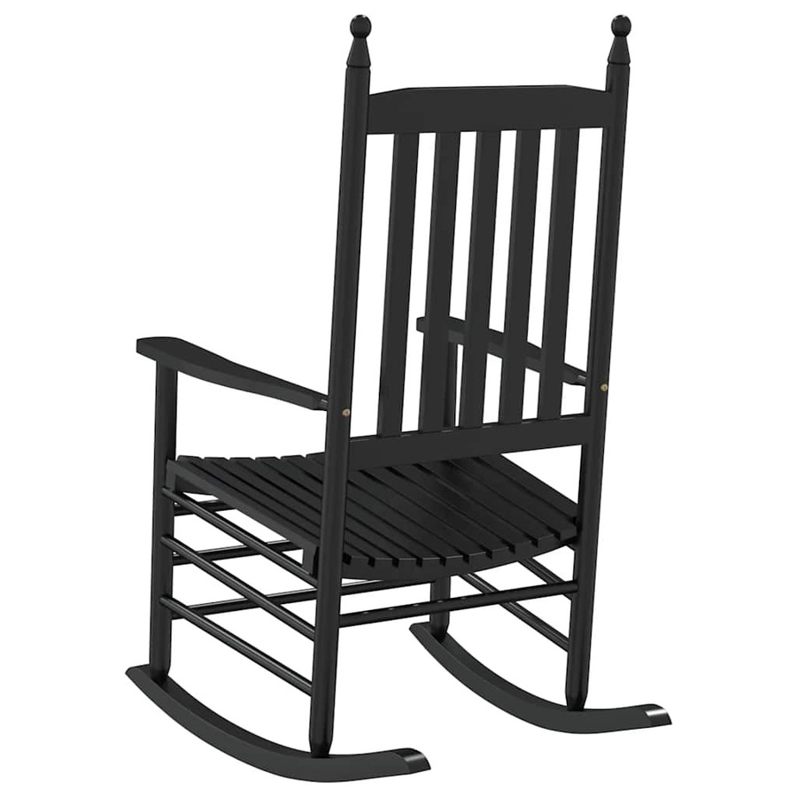 vidaXL Schaukelstuhl aus lackiertem Pappelholz in Schwarz mit gebogener Sitzfläche und Armlehnen B/T/H: 115 x 83 x 45 cm - Bild 5