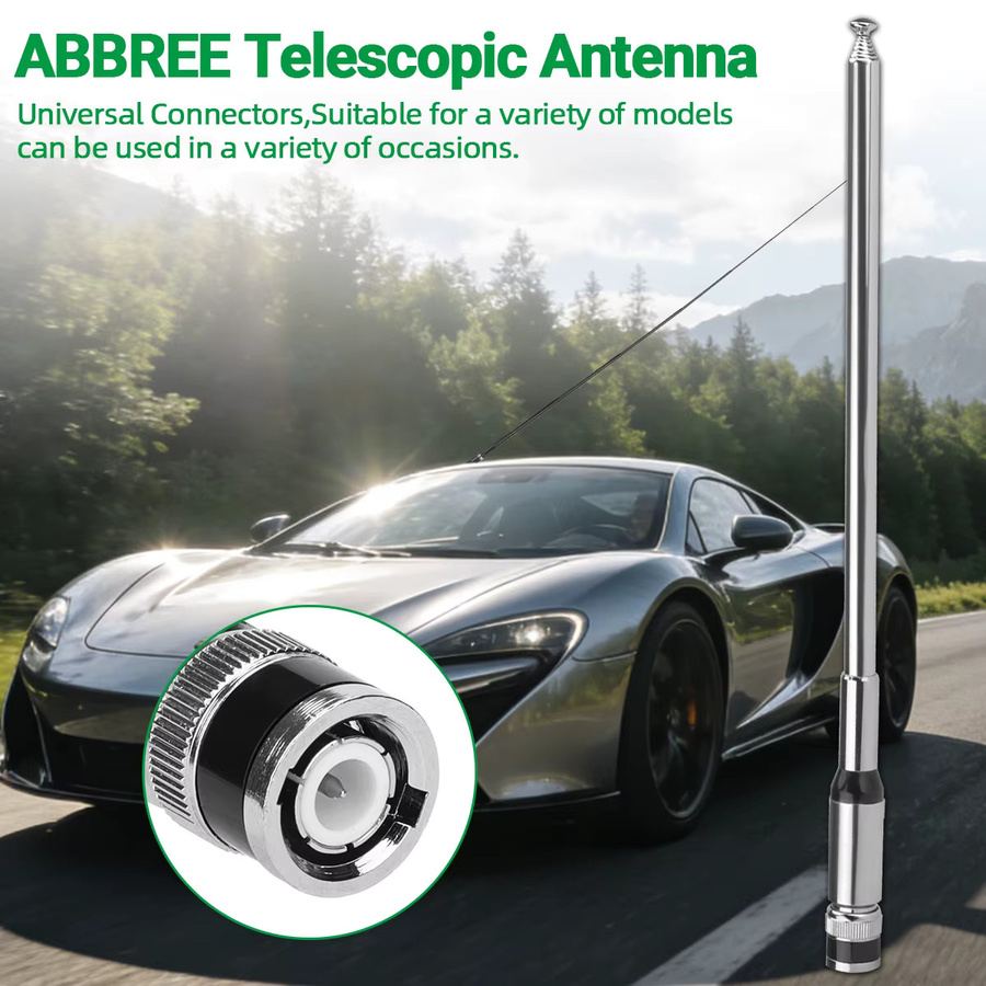 ABBREE CB Teleskopantenne 27 MHz mit BNC/SMA-Buchse in Silber für Baofeng Quansheng UV-K5 Iradio Handheld AM Radio - Bild 4