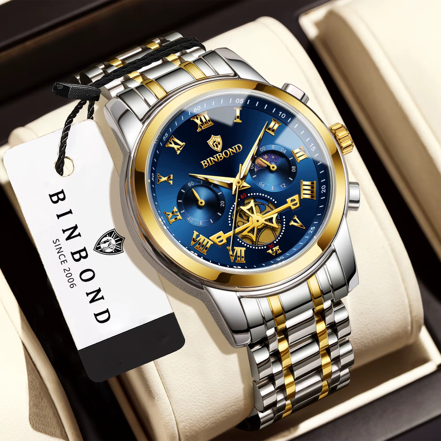 BINBOND Chronograph, Quarz, Edelstahl, Blau, Herren - Bild 2