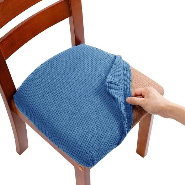Stretch-Sitzbezüge für Esszimmerstühle aus Jacquard in Grau, elastisch und waschbar - Bild 1