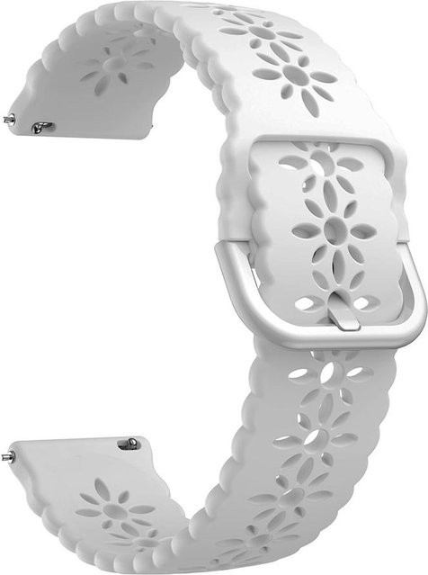 Smartwatch Armband Silikon, floral, weiß, Damen - Bild 1