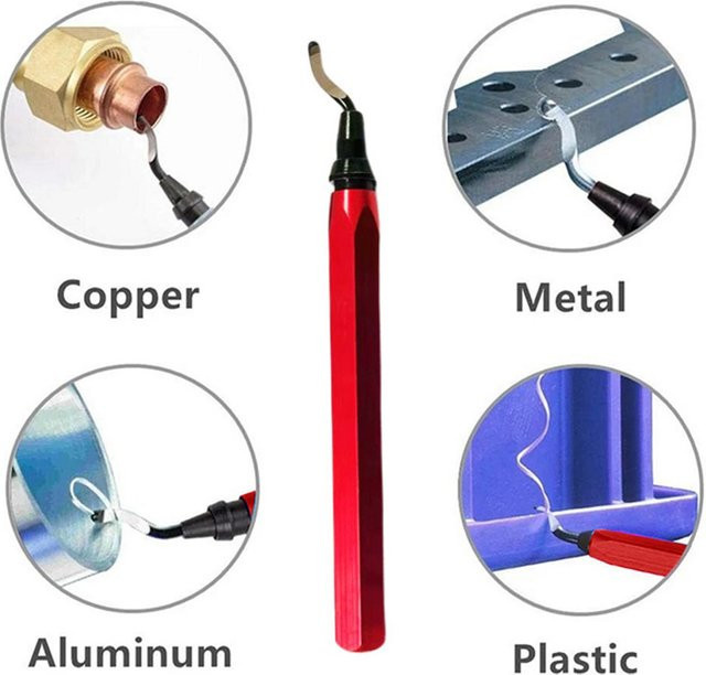 DAZZLEEX Rotary Entgrater Set RB1000 mit 10 Klingen für Metall und Kunststoff in Rot - Bild 1
